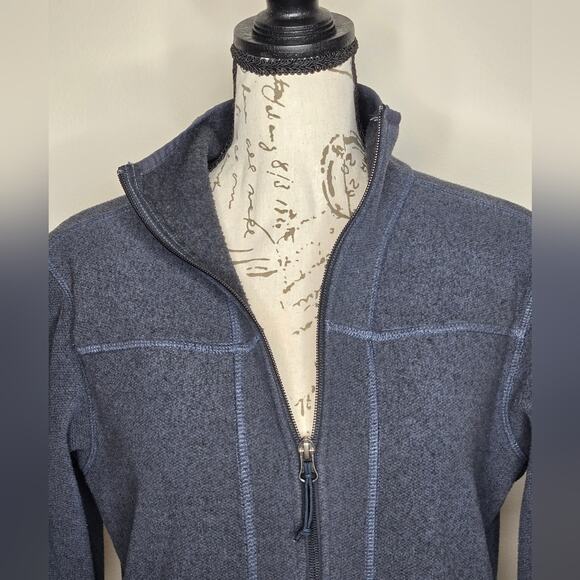 White Sierra Slate Blue Gray Long Sleeve Fleece Zip-Up Jacket Zippered Pockets - Picture 6 of 7